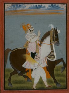Rawat Bhim Singh di Salumbar che cavalca Nur da Indian School