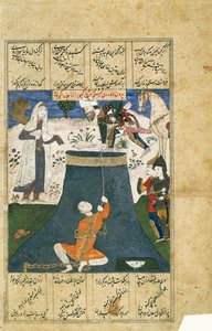 Rustam salva Bizhan dalla prigione, foglio da una serie dispersa di Shah-nama