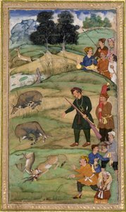 Salim, con il suo fucile, indica un nilgai morto da Indian School