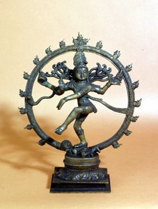 Shiva che danza nel cerchio di fuoco e schiaccia lo spirito del male. XVIII secolo