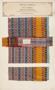 Campione di Loongee in seta e cotone da Hyderabad in Sind, da The Collection of the Textile Manufacturers of India, di John Forbes Watson, pubblicato nel 1866 da Indian School