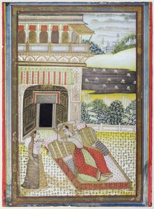 La Rani abbandonata, da un Ragamala, Scuola del Rajasthan da Indian School