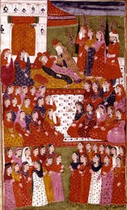 La morte di Abu Bakr, illustrazione da Hamla-i-Haydari, di Mirza Muhammad Rafi Bazil, 1808 da Indian School