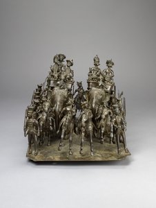 La cavalcata del re di Oudh che cavalca con il residente britannico su elefanti, c.1820 da Indian School