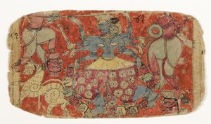 La dea Kali combatte i demoni, da Durga che attacca i demoni Shambha e Nishumbha da Indian School