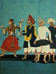 Tre musicisti e una ragazza danzante, Tanjore, Tamil Nadu, c.1850