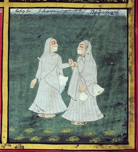 Due Donne Dhondiya, Mendicanti Religiose, Udaipur, c.1810-20 (dettaglio) da Indian School