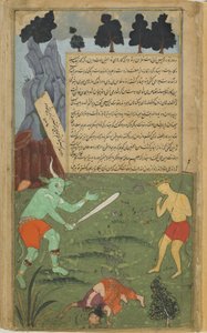 Indrajita schernisce Hanuman mentre uccide un