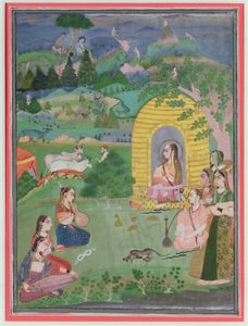 Yogini (asceti indù femminili) in un paesaggio, Scuola di Bikaner, c.1680 da Indian School