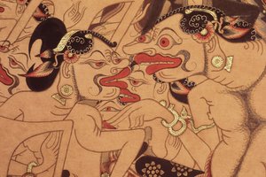 (dettaglio) di un rotolo Wayang Beber da Indonesian Indonesian