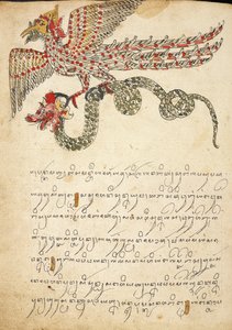 Una creatura volante che trasporta un serpente, illustrazione da 