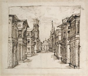 Una strada in prospettiva, c.1617