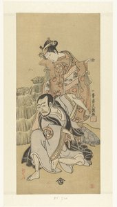 Attori Nakamura Utaemon I e Arashi Hinaji nella commedia Kiyomizu Seigen da Ippitsusai Bunchō