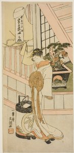 La Cortigiana Handayu della Casa del Piacere Nakaomiya, dalla serie "Fuji-bumi (Lettere d