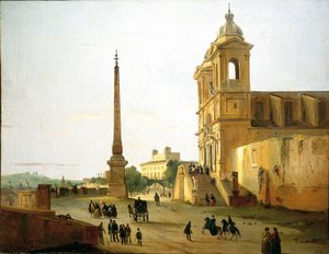 Italia, Roma, Trinità dei Monti e Obelisco Sallustiano da Ippolito Caffi
