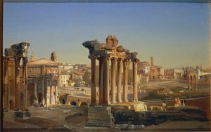 Italia, Roma, Veduta del Foro Romano con il Tempio di Saturno di Ippolito Caffi da Ippolito Caffi