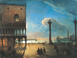 Piazzetta San Marco al chiaro di luna, Venezia da Ippolito Caffi