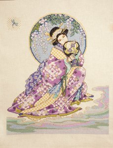 Punto croce di donna in kimono con ventaglio da Ira Blount
