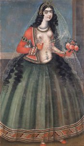 Donna che tiene un mazzo di rose, metà del XIX secolo