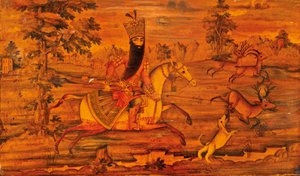 (dettaglio) di un cofanetto Qajar