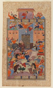 Folio da uno Shahnameh: Gli iraniani catturano la fortezza di Afrasiyab, c.1580-1590 da Iranian School