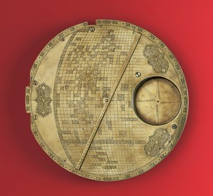 Mappa del mondo centrata su La Mecca, dinastia Safavide, da Isfahan
