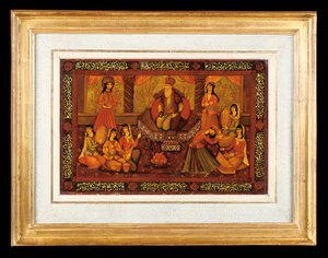 Uno di un paio di pannelli dipinti, Iran Qajar da Iranian School