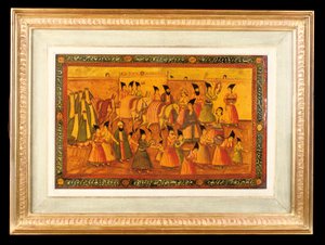 Uno di un paio di pannelli dipinti, Qajar Iran da Iranian School