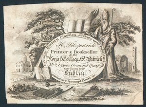 H Fitzpatrick, stampatore e libraio del Royal College of Saint Patrick, biglietto commerciale da Irish School