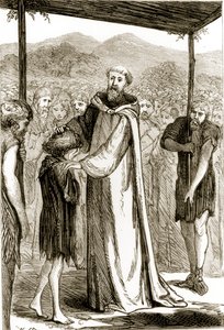 San Columba benedice un ragazzo selvaggio, da The Trias Thaumaturga, o Tre santi miracolosi d
