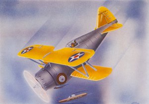 Caccia Grumman (litografia a colori)