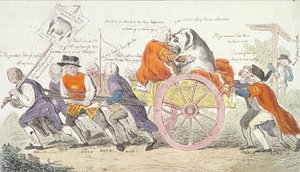 Il viaggio del maiale della Corporazione a Smithfield in stile o gli assessori trasformati in espositori di maiali da Isaac Cruikshank