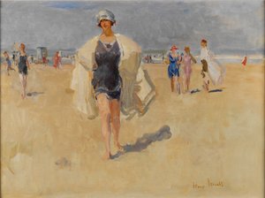 Signora sulla spiaggia di Viareggio