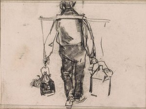 Uomo con giogo, visto di spalle da Isaac Israels