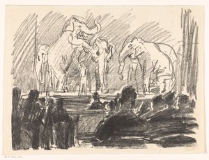 Esibizione di elefanti su un palco da Isaac Israels