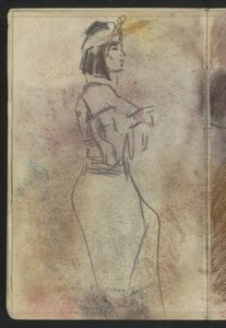 Donna in piedi in abiti orientali, di profilo da Isaac Israels