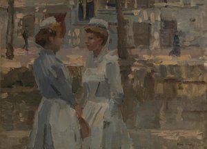 Due domestiche presso un canale da Isaac Israels