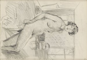 Nudo femminile seduto in un interno da Isaac Israels