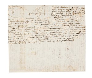Due pagine di revisioni ai Principia Mathematica da Isaac Newton