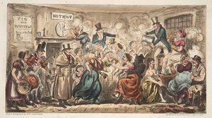 Il club Buff al Pig and Whistle, Avon Street, Bath, da The English Spy, pub. Londra, 1824 da Isaac Robert Cruikshank