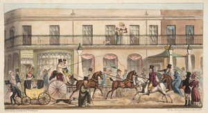 La High Street, Cheltenham, da The English Spy, pub. 1824 da Isaac Robert Cruikshank