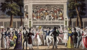 Un ballo ai giardini di Vauxhall a Londra da Isaac Robert & George (1792 1878) Cruikshank