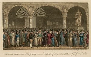 La Borsa: Tom che indica a Jerry alcune delle caratteristiche principali della vita a Londra da Isaac, Robert and George Cruikshank