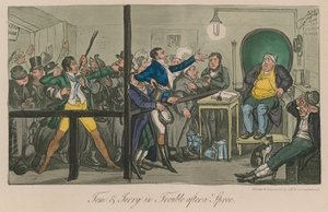 Tom e Jerry nei guai dopo una baldoria da Isaac, Robert and George Cruikshank