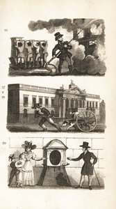 La pompa antincendio, trasporto merci su un camion, East India House e London Stone da Isaac Taylor