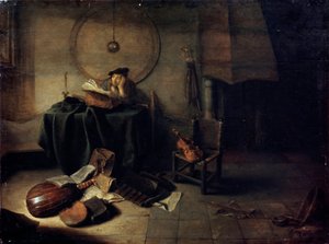 Melancholia II Scienziato nel suo studio, pittura olandese del XVII secolo da Isaak de Jouderville