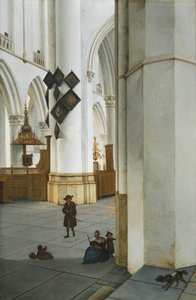 Olandese: Interieur van de St. Bavokerk te Haarlem, visto dalla Kerstmiskapel Vista interna della chiesa di San Bavo, Haarlem da Isaak van Nickelen