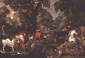 Orfeo che incanta gli animali da Isaak van Oosten
