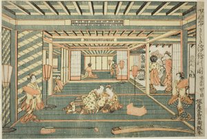 Immagine prospettica di una grande stanza (Senjojiki uki-e no zu) da Ishikawa Toyonobu