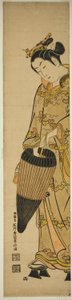 Giovane donna con ombrello da Ishikawa Toyonobu